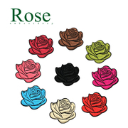 黑色玫瑰花刺绣布贴衣服红色，米色蓝色布料，绣花粉色毛衣绿色背胶补