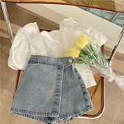 童时尚蕾丝短袖上衣+牛仔裤套装女两件套夏季韩版
