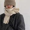 含羊毛纯色针织围巾女2021冬季仿羊绒学生保暖韩版百搭围脖米