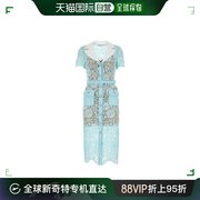 香港直邮Self-Portrait 女士粉蜡笔浅蓝色蕾丝衬衫式连衣裙