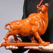 木雕摆件牛实木牛办公室华尔街牛气冲天动物开业红木装饰艺品