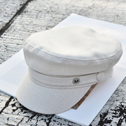 英伦海军帽女欧美八角帽，复古白色平顶帽子，贝雷春夏网红报童帽