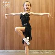 舞陆玖儿童拉丁舞表演服女专业舞蹈训练服装，少儿拉丁舞练功服夏季