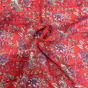 少女感超薄红色小碎花印花羊毛衬衫连衣裙高端设计师手工服装布料
