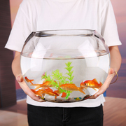 餐桌小鱼缸桌上创意圆形玻璃，鱼缸透明大号，桌面加厚乌龟缸金鱼缸水