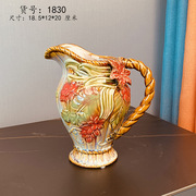 创意彩色陶瓷花瓶摆件装饰大号个性欧式田园复古收纳罐小花盆花插