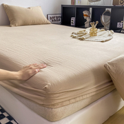 日式纯色水洗棉床笠床罩单件全包床单四季席梦思床垫保护套1.5米