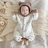 0-3-6-12个月新生婴儿连体衣秋冬夹棉保暖哈衣初生宝宝睡衣服冬季