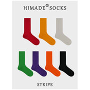 himade日系粗线针织夏季中筒袜，男女棉袜通勤彩色，袜子竖条堆堆长袜