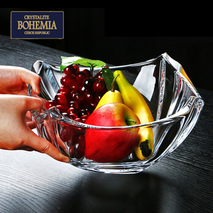 捷克bohemia进口创意现代欧式客厅茶几，水晶玻璃大号水果盘果盘子