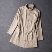 1165-薄风衣外套 外贸日本原单大码麂皮绒中长款 松紧收腰显瘦