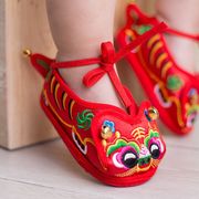 婴儿周岁满月红色喜庆老虎，鞋布鞋宝宝，千层底虎头鞋学步鞋步前鞋子
