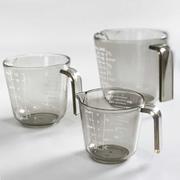 塑料透明茶色带刻度量杯多尺寸测量杯加厚奶茶店厨房家用烘焙量杯