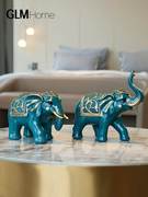 2023高档大象一对客厅摆件轻奢家居玄关办公室桌面装饰品摆设