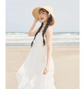就5件 日本新晋网红Olu. 2023夏季吊带不规则裙摆纯色雪纺连衣裙