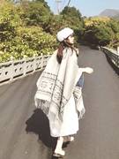 仿羊绒流苏大披肩围巾两用女秋冬季旅行旅游拍照斗篷高级保暖外搭