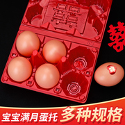 创意透明塑料红鸡蛋，盒子托盒宝宝诞生满月礼盒，回礼喜蛋托包装盒