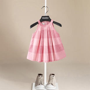 童装女童纯棉连衣裙夏装儿童粉色，公主裙宝宝吊带裙可爱小女孩裙子