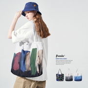 FREEIN小众艺术感帆布包ins韩风单肩包大容量托特包上课通勤包女