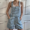 VintageTang美式浅蓝色牛仔背带短裤女宽松显瘦潮ins连体裤吉贰续