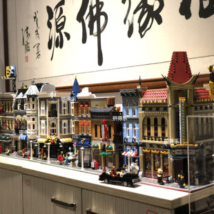 城市街景砖块银行宠物店，适用乐高积木，咖啡厅别墅建筑拼装玩具模型