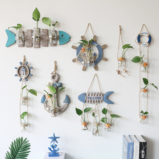 地中海壁挂水培绿萝植物玻璃花瓶，ins风美式创意装饰吊瓶花器挂式