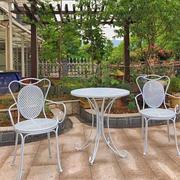 新2023简约休闲铁艺阳台桌椅组合户外庭院花园铁艺桌椅三件套奶茶