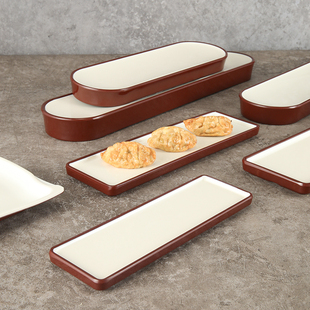 密胺长条盘子仿瓷创意寿司盘子，长方形摆盘意境，菜餐具酒店餐厅商用