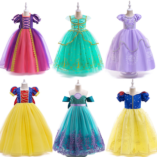 迪士尼女童夏季爱莎白雪，苏菲亚乐佩公主裙，六一儿童生日礼服蓬蓬裙