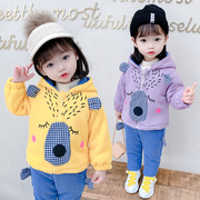 女宝宝洋气秋冬装儿童韩版加绒加厚保暖卫衣套装新生婴儿衣服