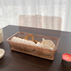 茶具收纳盒家用双层桌面带盖防尘储物盒厨房筷子收纳盒沥水架托盘