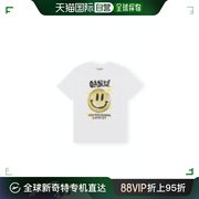 香港直邮Ganni女士T恤白色笑脸印花图案圆领简约透气T3356-151