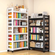 铁艺书架多层落地置物架带轮可移动简易书柜儿童玩具收纳储物架子