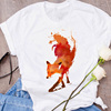 foxanimalcartoon图案狐狸，动物卡通t恤女性感宽松可爱