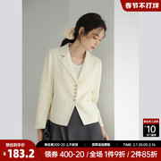 小个子韩系西装外套女春秋2023年小众设计感休闲宽松短款上衣