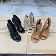 外贸原单女鞋真皮，细高跟鱼嘴简约风夏季性感鞋