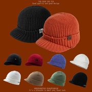 冬季滑雪帽子针织鸭舌帽男女带帽檐马术毛线帽户外保暖冷帽护耳潮