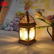 花马时光欧式地中海摩洛哥金色，铁艺玻璃烛台风灯，中东风情家居装饰