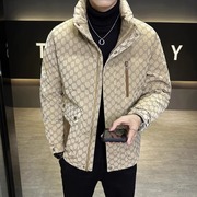 欧洲站轻薄羽绒服男士，冬季韩版时尚潮流立领，短款休闲棉袍外套