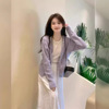 韩版蓝紫色镂空针织开衫毛衣女2024春季宽松显瘦上衣薄款外套