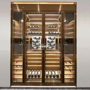 欧式红酒柜不锈钢红酒架子展示架复古酒窖嵌入式恒湿恒温酒柜
