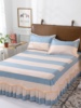 水洗棉床裙三件套床罩式防滑款床单，床套全棉1.5米1.8m2米床上用品