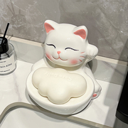 肥皂盒家用高档轻奢陶瓷招财猫卫生间壁挂沥水创意收纳香皂置物架