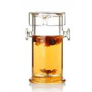 玻璃茶具透明双耳泡茶器彩叶把红茶泡不锈钢内胆杯子花茶泡送过滤