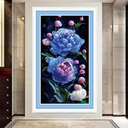 蒙娜丽莎十字绣客厅卧室2023年蓝色彼岸花大气风景花卉自己绣