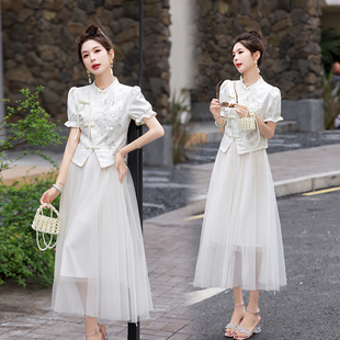 新中式套装连衣裙女装2024夏装高级感时尚气质两件套裙子