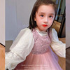 韩国女童白色打底衫秋冬洋气公主网纱水钻泡泡袖上衣儿童长袖T恤