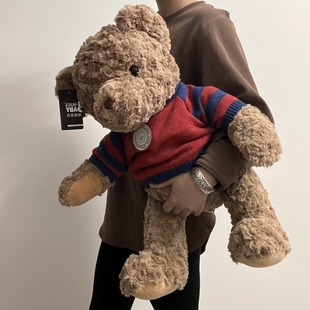 正版抱抱宝贝泰迪熊毛绒玩具，复古毛衣熊可爱(熊可爱)布娃娃，熊玩偶(熊玩偶)生日礼物