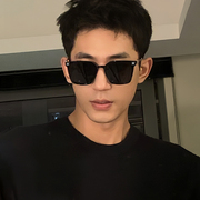 男士复古方框墨镜，韩版2024防紫外线，眼镜偏光近视太阳镜女圆脸