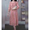 新中式国风连衣裙夏季2024年复古气质遮肉显瘦粉色印花色裙子